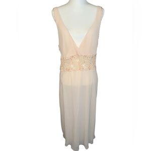 Delicates sheer maxi dress nightgown vneck wrap style sz XL